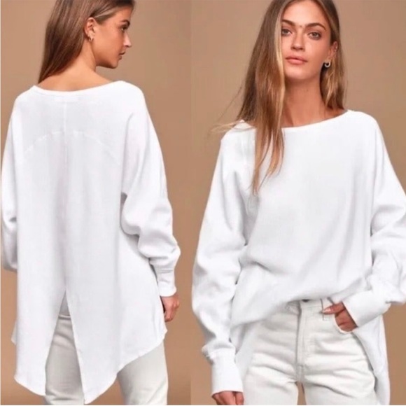 Free People Amelia Oversized Thermal Top in Off White Brand New with tag - Picture 9 of 9